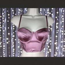 NWT Auden XS Mauve Pink Satin Lightly Lined Lingerie Corset Longline Wired Bra