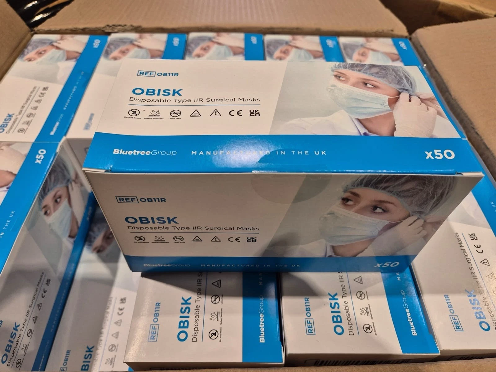 OBISK DISPOSABLE TYPE IIR MEDICAL SURGICAL FACE MASKS (OB11R) 2500 units