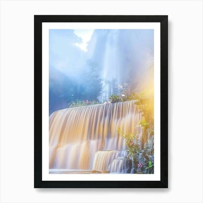 Waterfall In The Forest 4 Art Print Framed Wall Art Poster Canvas Print Picture
