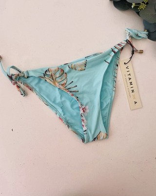 NWT Vitamin A Aqua Blue Tropical Tara Bikini Swim Bottom S 6