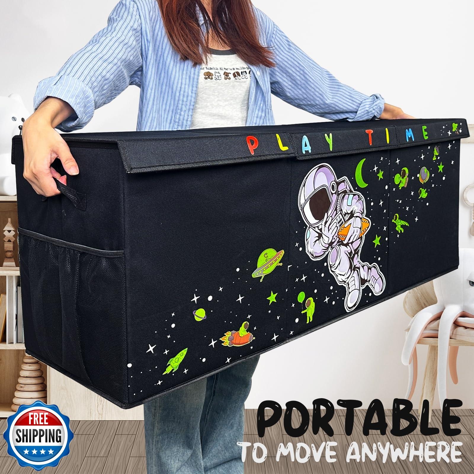 Extra Large Toy Storage Organizer For Living Room with Lids - Glow-in-Dark 40