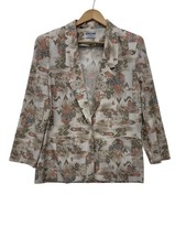 VTG Alfred Dunner Beige Boho Southwestern Blazer Jacket USA Made Womens 10
