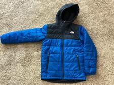 The North Face Boys Reversible Full Zip Hooded Puffer Jacket Blue L 14/16