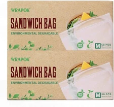100% Compostable Recycled Sandwich Bags 100 Count, Quart Size-100 Count 