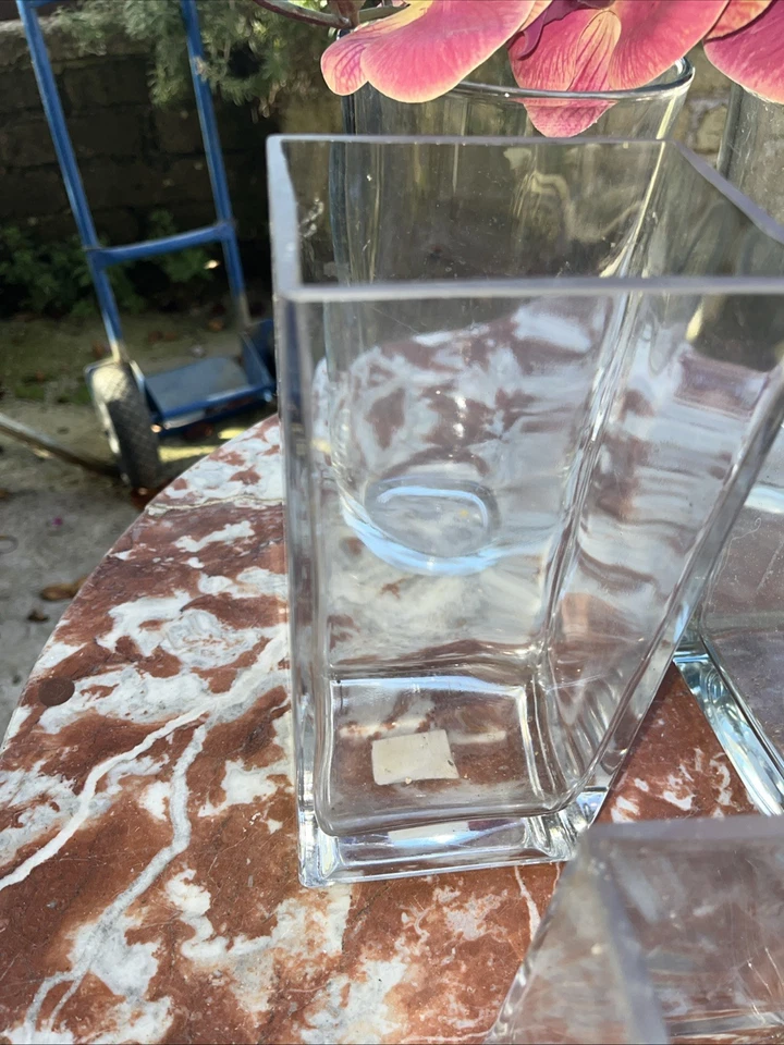 Set 5 Vasi Decorativi in Vetro Spesso 2 Tondi, 2 Rett.ri e 1 Quadro. Fondo 3 cm - Immagine 3 di 4