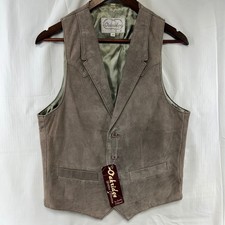 Oakridge Scully Leather Vest Mens 38 Brown Suede Western Notch Lapel 504