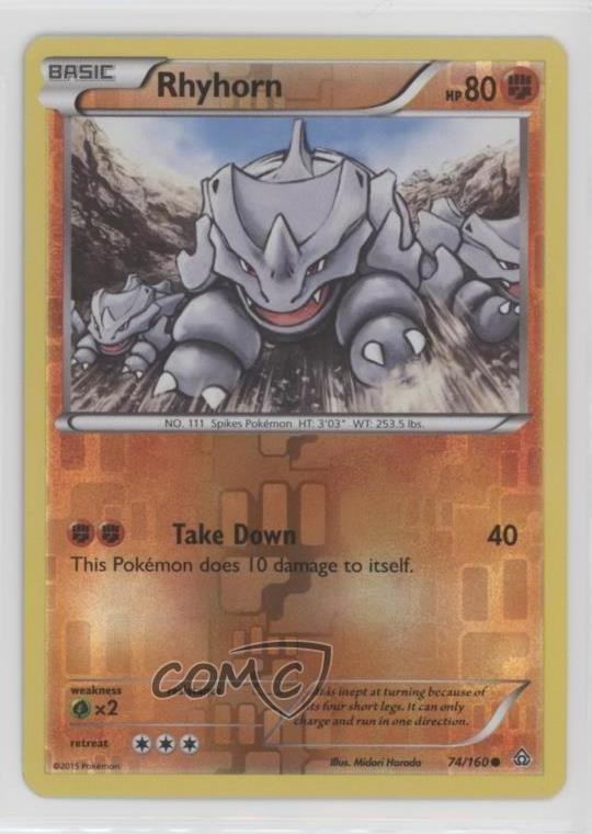 Rhyhorn Reverse Foil Pokémon XY Primal Clash #74