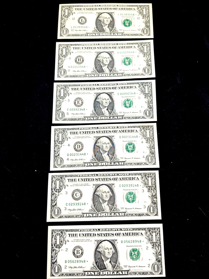 $1 1999 STAR NOTE SET ( 6 DISTRICT ) EXCEPT BOSTON/ATLANTA.   UNCIRCULATED. #11 - Image 2 of 4