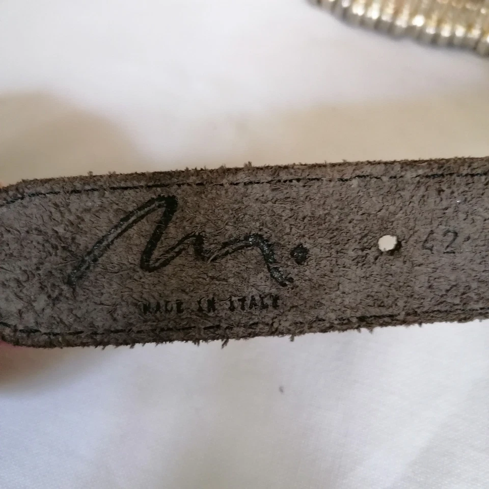 Cintura in metallo e pelle argentato 90 cm - Immagine 4 di 4