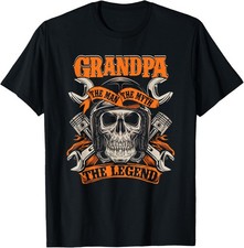 Biker Grandpa The Man The Myth The Legend Motorcycle T-Shirt Gift for Dad, Mom,