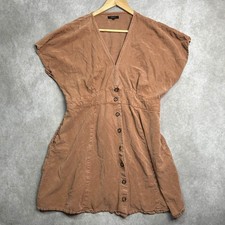 Quince Women Vintage Wash Tencel Button Front Midi Dress Orange XL