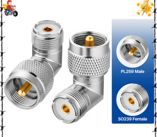 PL259 Right Angle, 2 Pack UHF Male to Female Coax Connector Adapter, 90 Degree E