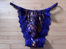 NWT Vintage Victoria's Secret Gold Royal Purple String Thong Panties Size 0/S