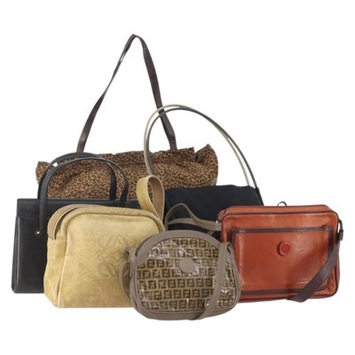 BALLY Fendi Loewe Givenchy Bottega Valentino Bag Leather 6 Set Beige Auth 170522