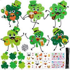 24 Sets St. Patrick's Day Craft Kits DIY St. Patrick's Day Shamrock Sticker C