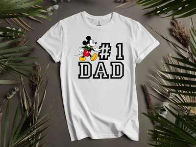 DISNEY MICKEY NUMBER 1 DAD CUTE WHITE T SHIRT GIFT FOR FRIENDS