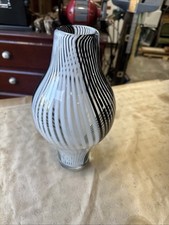 Contemporary Blown Glass Vase Black And White Swirl 11  Tall 5  Dia At Middle.