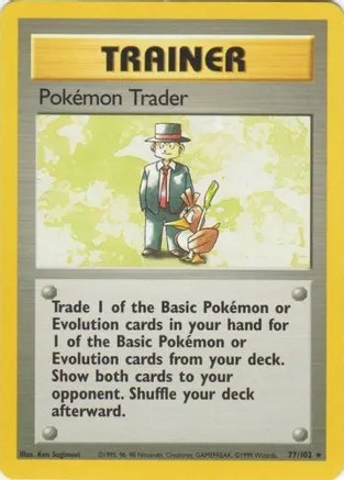 Pokemon Trader 77/102 Rare Base Set Unlimited Pokemon Moderately Played