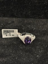 Purple Amethyst CZ 925 Sterling Silver Ring Bling Beautiful Brand New Size 6