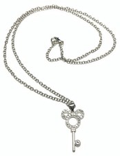 Silver Tone Rhinestone Mickey Mouse Pendant 23-inch Chain Necklace LJ103