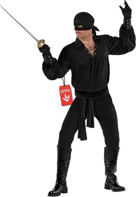 Men`s El Zorro Costume Adult Masked Bandit Vigilante Hero M - 3XL Halloween