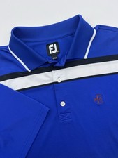 FootJoy FJ Mens Size Large Golf Polo Shirt Performance Blue Stripe Short Sleeve