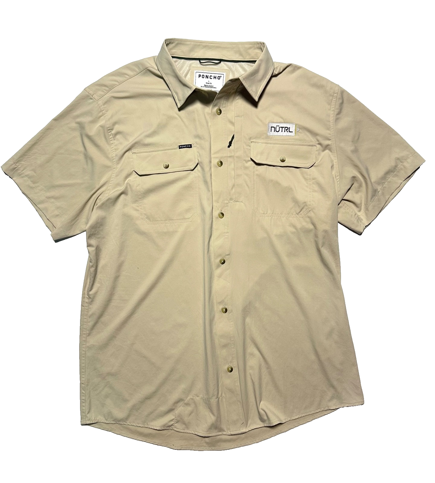 Poncho Short Sleeve Shirt Men Magnetic Pocket Slim Fit Fishing L