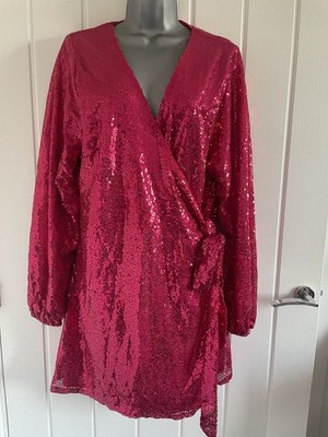 In The Style Size 18 Red Sequin Lined V Neck Evening Dress NWT 