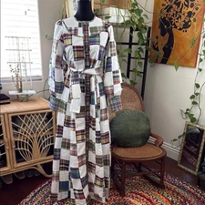 NWT Sézane Loisa Patchwork Button Up Belted Maxi Dress