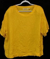 Venezia Women's Yellow Rayon Top Plus Size Relaxed Fit