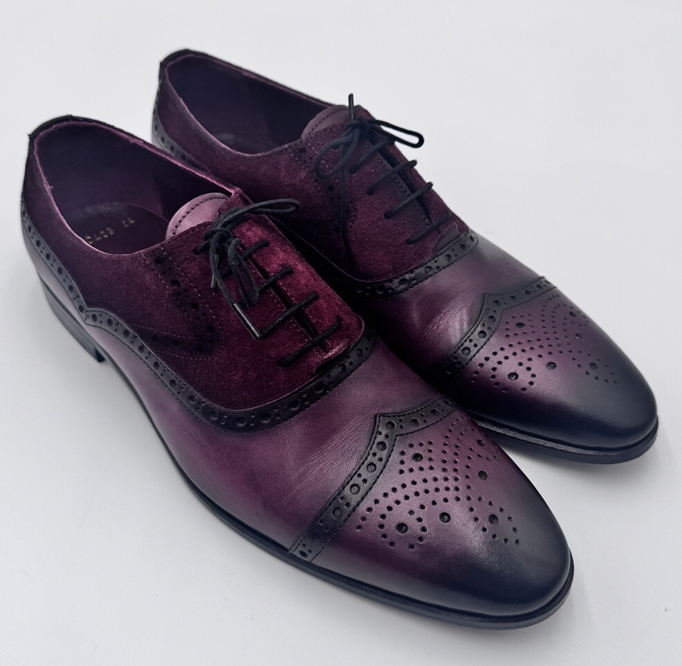 Deckard Mens Leather Shoes Leather Lace Shoes, Burgundy, EUR 44 US 10 View 3