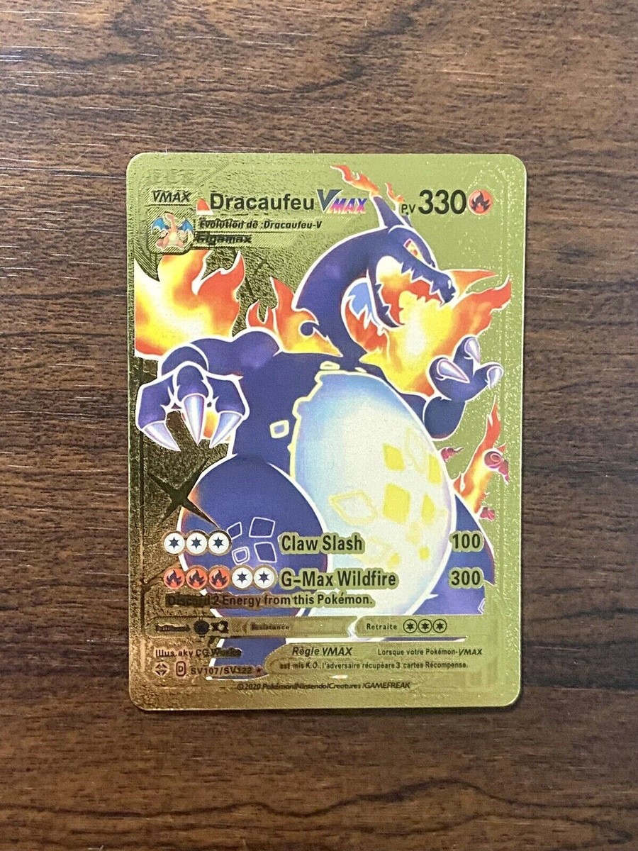 Dracaufeu VMAX Gigantamax SV 107/SV 122 Gold Foil Fan Art Pokemon