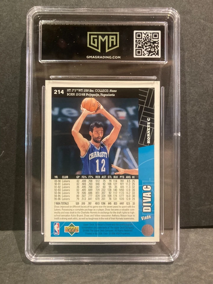 1996 Upper Deck Collector Choice Vlade Divac Charlotte Hornets #214 HOF GMA 9 - Image 2 of 2