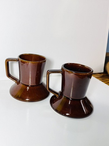 4 Tazzine Caffè Vintage Frangelico Nocciola No Sversamento No Scivolo Fondo Gomma Marrone! - Foto 5 di 8