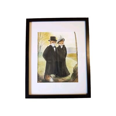 Picture-Mr And Mrs Wolf. 14''X12'' Art Print Of Original By Jessica Matthews 2020 