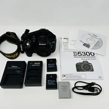 Nikon D5300 24.2 MP Digital SLR Camera Body Swivel LCD w/ 3 Batteries 2 Chargers