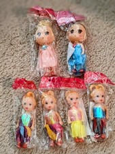 6 Dolls 4- 5" W/Rooted Hair Dressed and Posable. New In Sacks: Baby shower 