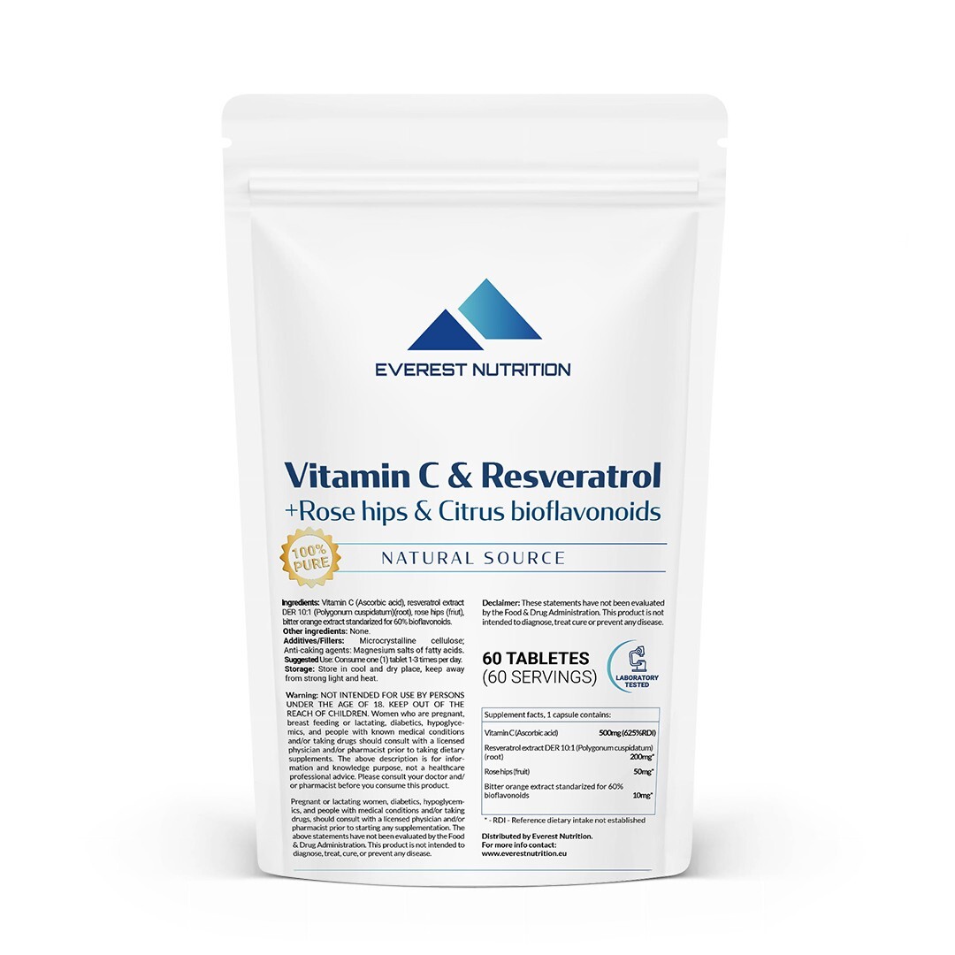Vitamina C, resveratrol, escaramujo y bioflavonoides cítricos 1000mg Comprimidos
