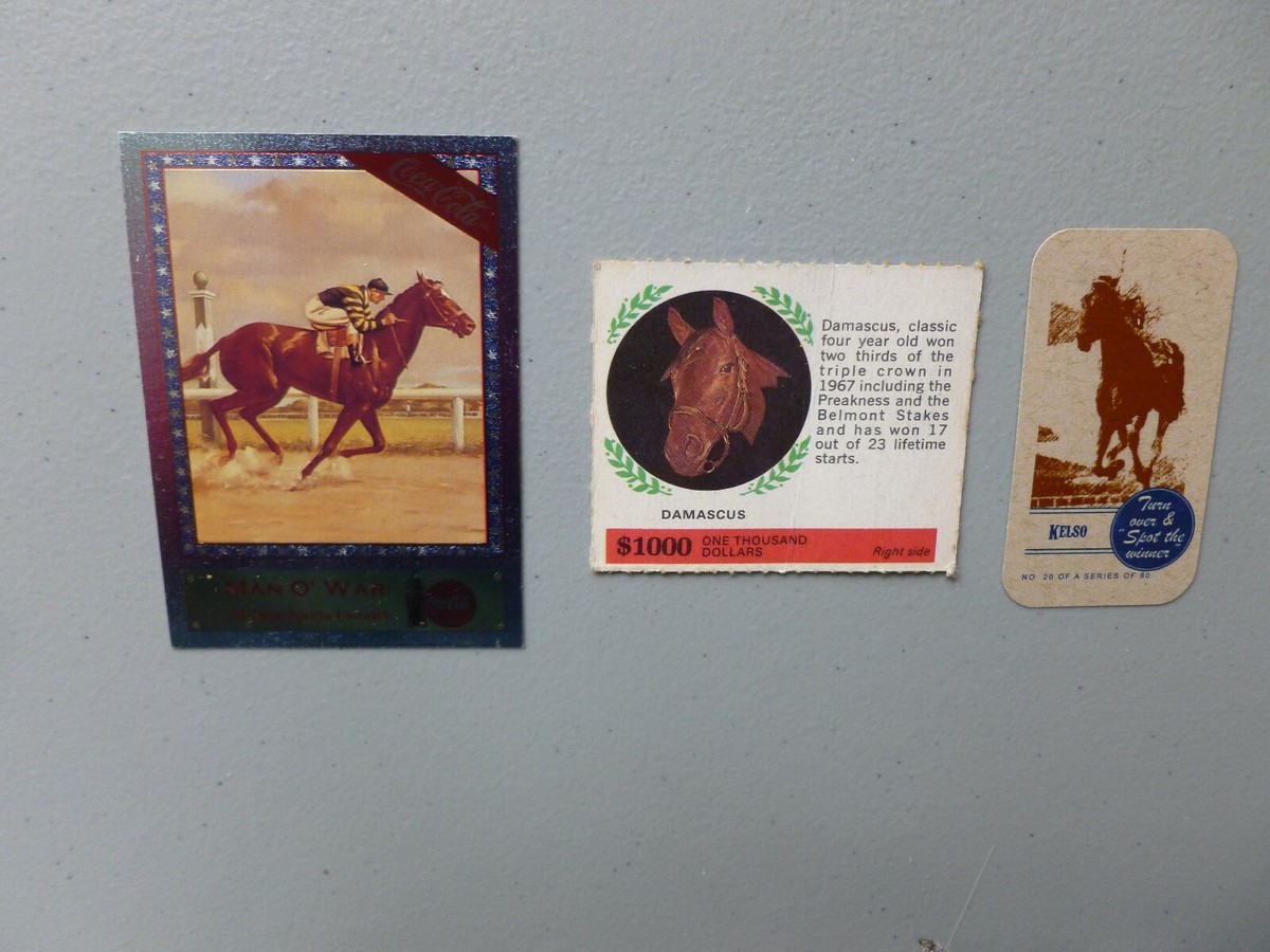 MAN O' WAR - KELSO &amp; DAMASCUS CARDS - COKE - AMOCO ETC. | eBay