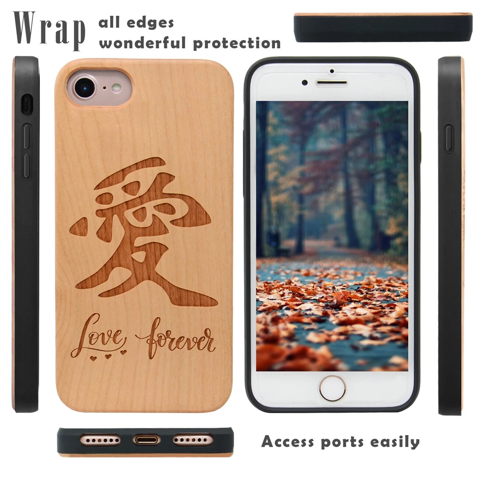 中国 Love 木质手机壳包括屏幕保护膜或磁性车载支架 — 第 4/4 张图片