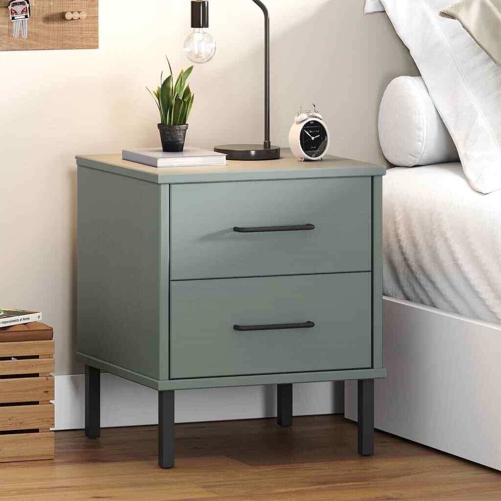 Solid Pine Wood Nightstand with 2 Drawers OSLO by vidaXL-image