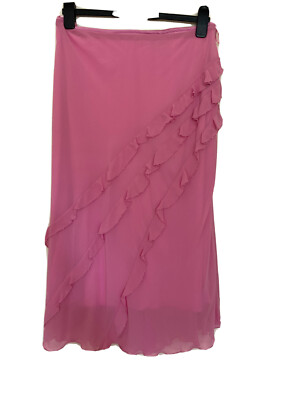 Ladies Size 24 Etam Beaded Pink Skirt With Frills Midi Women Skirt New Was £45