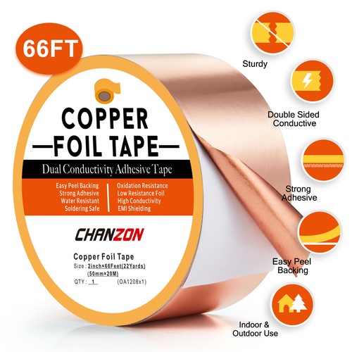  2" X 66 Feet Copper Foil Tape with Conductive Adhesive for Guitar EMI Shielding - Picture 1 of 7