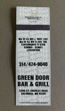 Matchbook cover - Green Door Bar & Grill - Columbia, Missouri