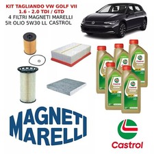 Kit Tagliando Golf 7 Vii 1.6 2.0 TDI Gtd Marelli 5 Lt Olio Castrol Edge Ll 5W 30 - Miniatura 1