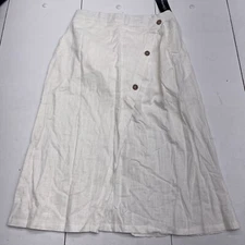 Chartou White Button Detail Faux Wrap MIDI Skirt Women’s Size Large