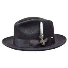 Men Bruno Capelo Hat Australian Wool Fedora EXECUTIVE EX329 Charcoal Gray