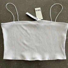 Bar lll Womans Bright White Size L Spaghetti  Crop Top Corset #9