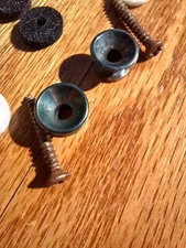 2 AGED Strap Buttons and Stainless Steel Screws with B/W/I Felt, Strat Style