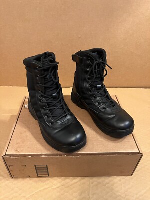 NORTIV Mens Military Tactical Work Boots Side Zipper Leather